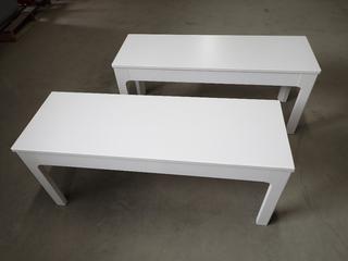 Ikea White Bench 41 3/8 In L x 14 In W x 17 3/4 In H.