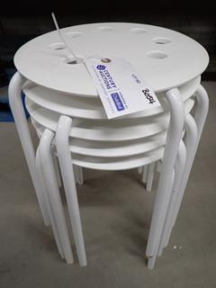 (5) Ikea White Stools 17 3/4 In H.