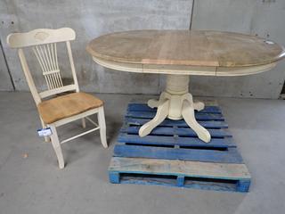 Oval Dining Table c/w Leaf 60 In L x 42 In W x 30 In H and (4) Chairs.