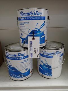 (3) Cans of Beauti-Tone White Interior Acrylic Paint 3.64 L/Ea.