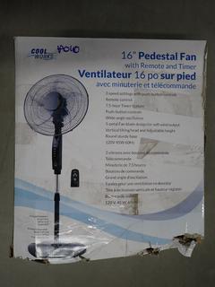 Cool Works 16 In Pedestal Fan w/ Remote.