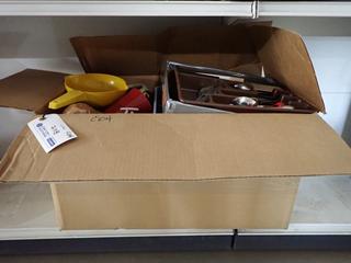 Quantity of Assorted Cutlery, Mugs, Plates and Cooking Utensils.