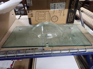 Transparent Glass Basin/Countertop, Approximately 39 1/4 In L x 21 3/4 In W.