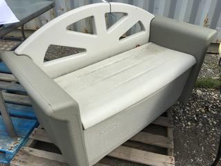 Plastic Patio Bench w/ Storage 54 In L.