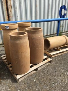 (5) Clay Pots 36 In Tall 18 In Diameter.