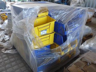 Quantity of Assorted Blue and Yellow Storage Containers.