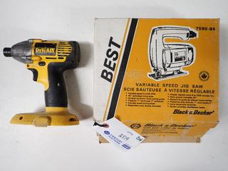 Black & Decker Jig Saw and DeWalt DW056 1/4 In Cordless Impact Driver.