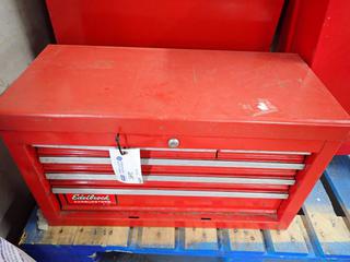 Portable Chest Bench Top Tool Box 26 In. L x 12 In. 1w x 15 1/2 In. H c/w Tools.