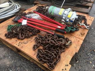 Heavy Chain, Tire Chain Pliers, Brake Master Turbo-2000 Air Brake Dryer & (3) Glad Hands.