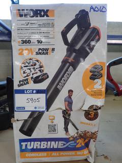 Worx WG547.1 Turbine 20V Cordless Blower c/w (2) Batteries.