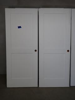 (2) Solid Cherry Wood Interior Doors 80 In L x 30 In W.