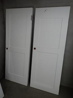 (2) Solid Cherry Wood Interior Doors 80 In L x 30 In W.