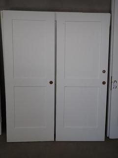 (2) Solid Cherry Wood Interior Doors 80 In L x 30 In W.