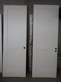 (2) Solid Cherry Wood Interior Doors 92 In L x 32 In W. *SOME DAMAGE*