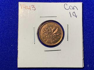 1943 Canada One Cent Coin.