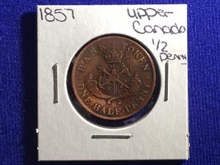 1857 Upper Canada Half Penny .