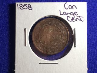 1858 Canada On Cent Coin.