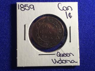 1859 Canada On Cent Coin.