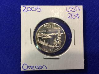 2005 USA Twenty Five Cent Coin "Oregon".