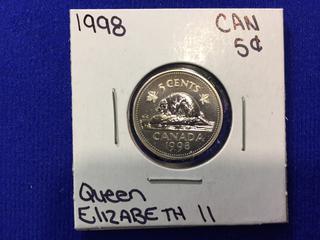 1998 Canada Five Cent Coin.