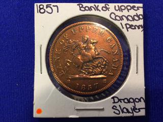 1857 Upper Canada One Penny "Dragon Slayer".