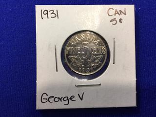 1931 Canada Five Cent Coin.