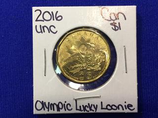 2016 Canada One Dollar Uncirculated Coin "Olympic Lucky Loonie".