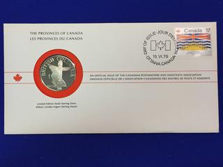 1979 Canada Post Sterling Silver Medallion "Canadian Provinces: British Columbia".