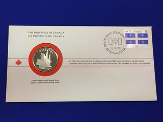 1979 Canada Post Sterling Silver Medallion "Canadian Provinces: Quebec".