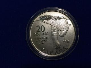 2012 Canada Twenty Dollar .9999 Fine Silver Coin "Polar Bear".