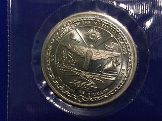 1989 Republic of The Grand Marshall Islands Five Dollar Silver Coin "First Man on The Moon".