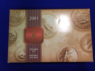 2001 Canada Specimen Coin Set c/w Case.