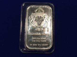 Scottsdale Silver One Troy Ounce .999 Fine Silver Bar.