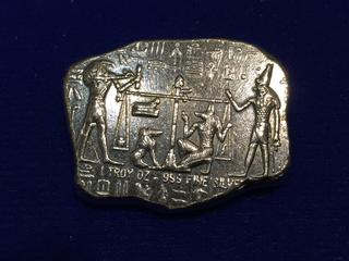 One Troy Ounce .999 Fine Silver Bar "Ancient Egyptian Theme" .