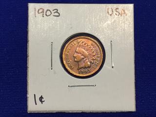 1903 USA One Cent Coin.