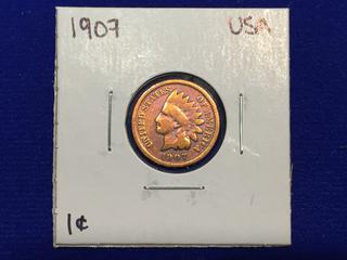 1907 USA One Cent Coin.