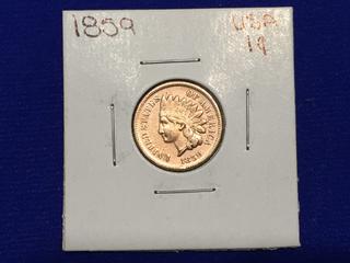 1859 USA One Cent Coin.