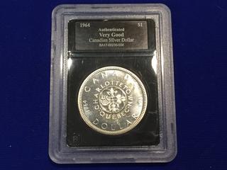 1964 Authenticated Canadian Silver Dollar.