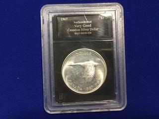 1967 Authenticated Canadian Silver Dollar.