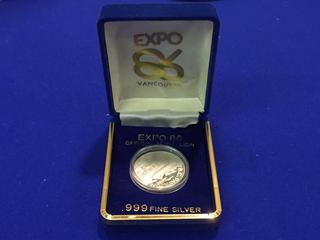 Expo 86 .999 Fine Silver Medallion.