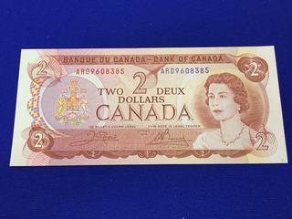 Bank Of Canada Two Dollar Bill. S/N ARD9608385.