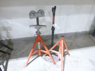 (2) Pipe Jack Stands C/w (1) Base