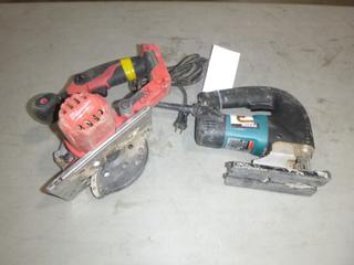 (1) Makita 4340FCT 120V Jigsaw C/w (1) Milwaukee Cordless 5 3/8 In. Metal Saw *Note: No Battery*