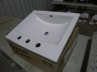 (1) American Standard Rectangular Porcelain Sink, 20 In. x 17 In., 3 Hole Drillings for Taps and Faucets