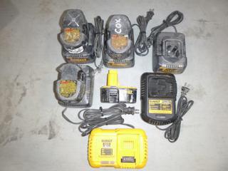 Qty of Assorted DeWalt Batteries and Chargers