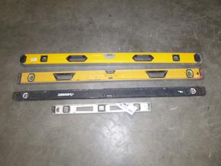 (2) DeWalt 48 In. Levels C/w (1) Husky 48 In. Level And (1) 24 In. Level