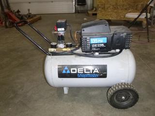 Delta Shopmaster 12-Gal 135PSI 120V Air Compressor C/w Hose *Note: Starts - Working Condition Unknown*