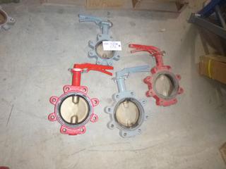 Qty Of (3) Unused 6 In. And (1) Unused 4 In. Butterfly Valves