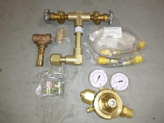 Unused Victor Pressure Regulator for Inert Gas, C/w (2) Hoses and Compression Gas Manifold