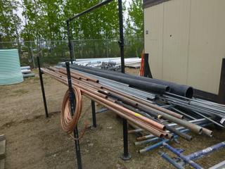 2 Ft. x 6 Ft. X 6 Ft Custom Built Steel Pipe Rack C/w Qty Of Copper Pipe, Steel Pipe And Plastic Pipe *Note: Buyer Responsible for Load Out*